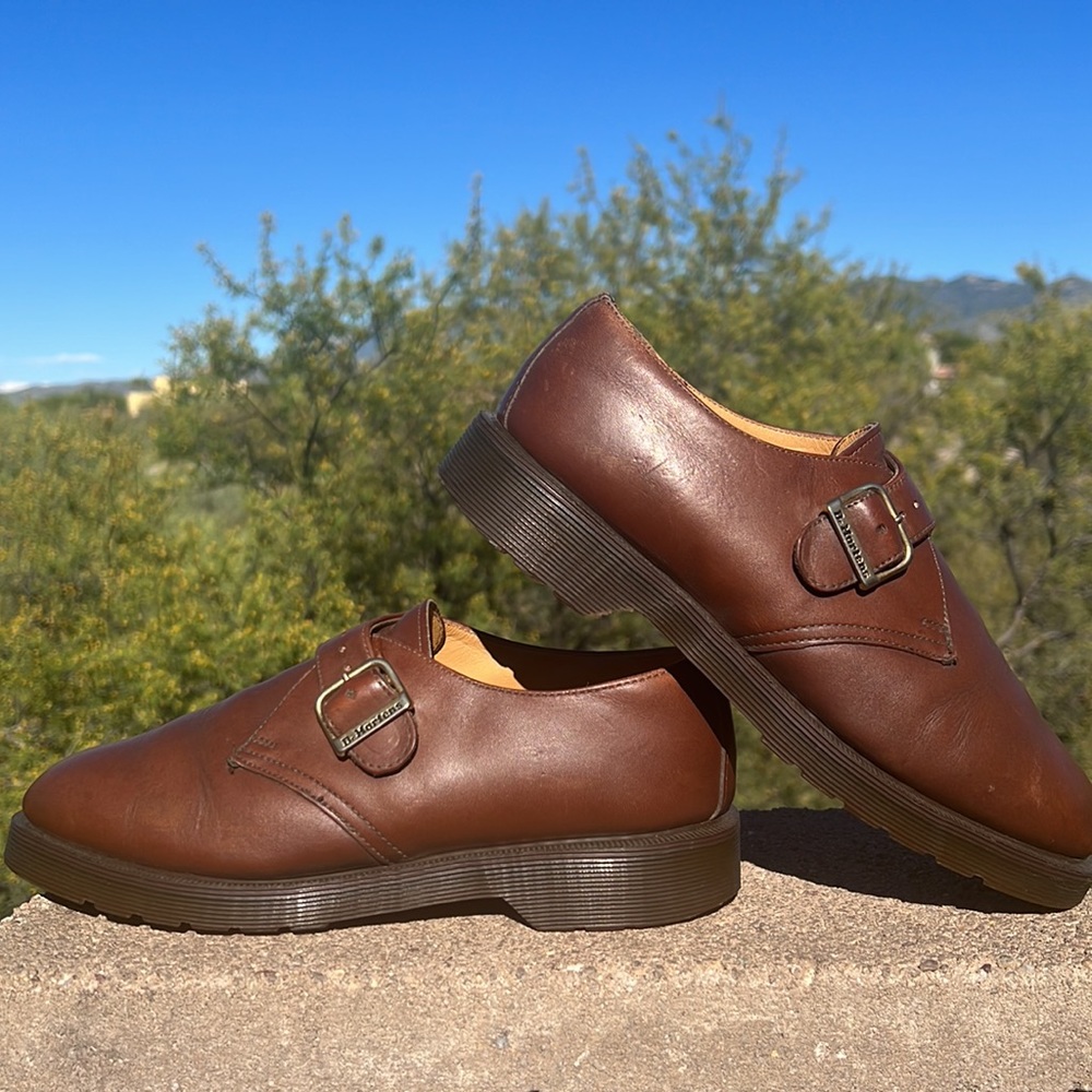 🏴󠁧󠁢󠁥󠁮󠁧󠁿 Vintage MIE Dr. Martens Brown Monk Strap Loafers UK 6